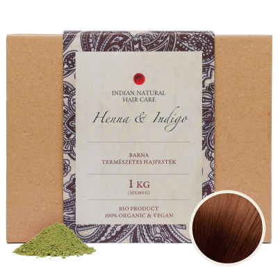 HENNA & INDIGO 1KG-OS KISZERELÉSBEN – BARNA HAJFESÉTK